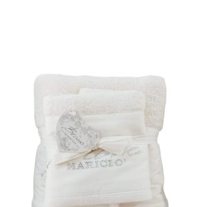 SET ASCIUGAMANI BLANC MARICLO' 100% COTONE
