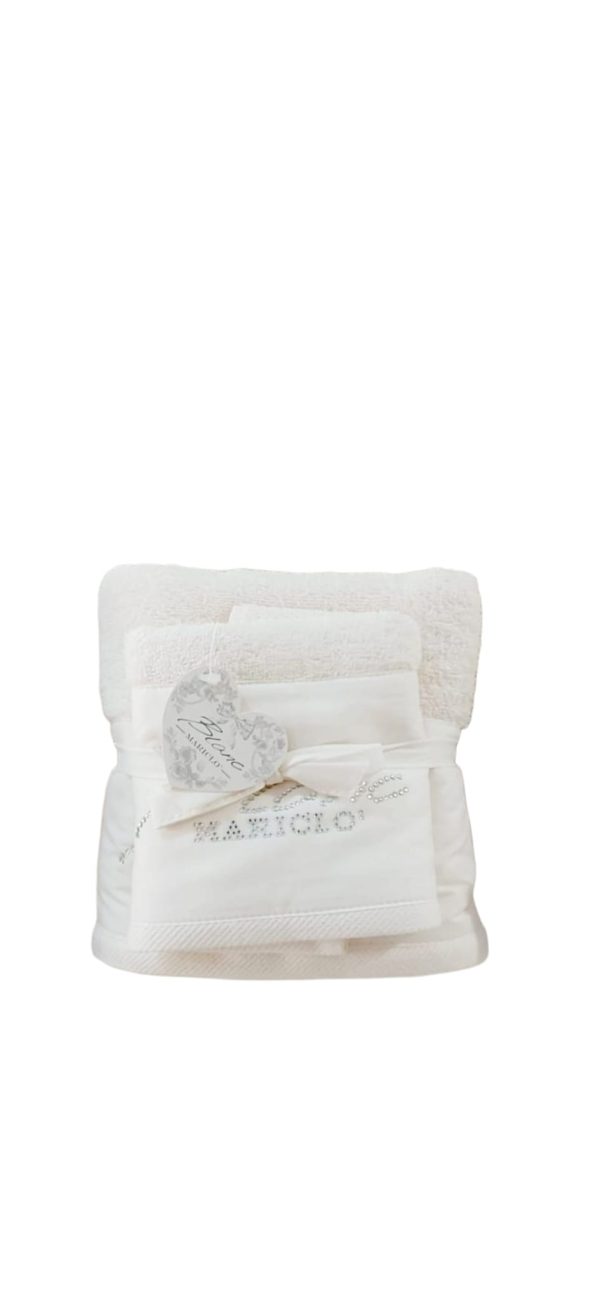 SET ASCIUGAMANI BLANC MARICLO' 100% COTONE